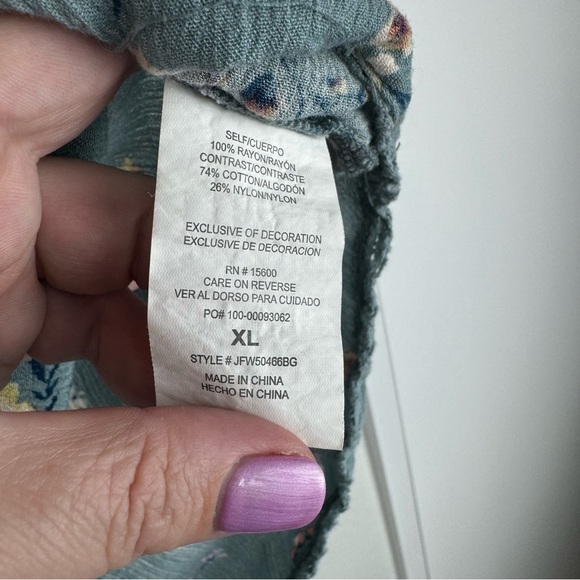 Mason & Belle Stitch Fix XL Lace Boho camisole shirt floral teal sleeveless - Picture 4 of 5